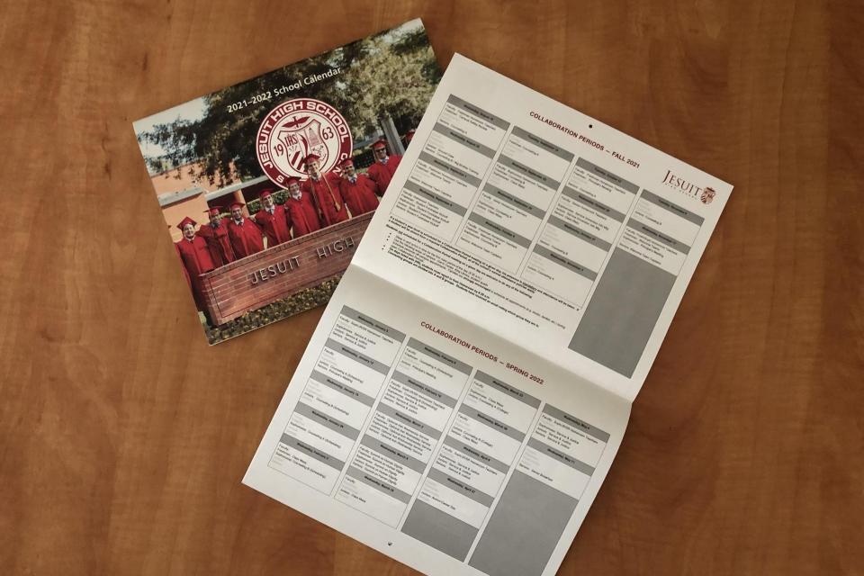 Image of the Collaboration schedule in the back of the printed calendar